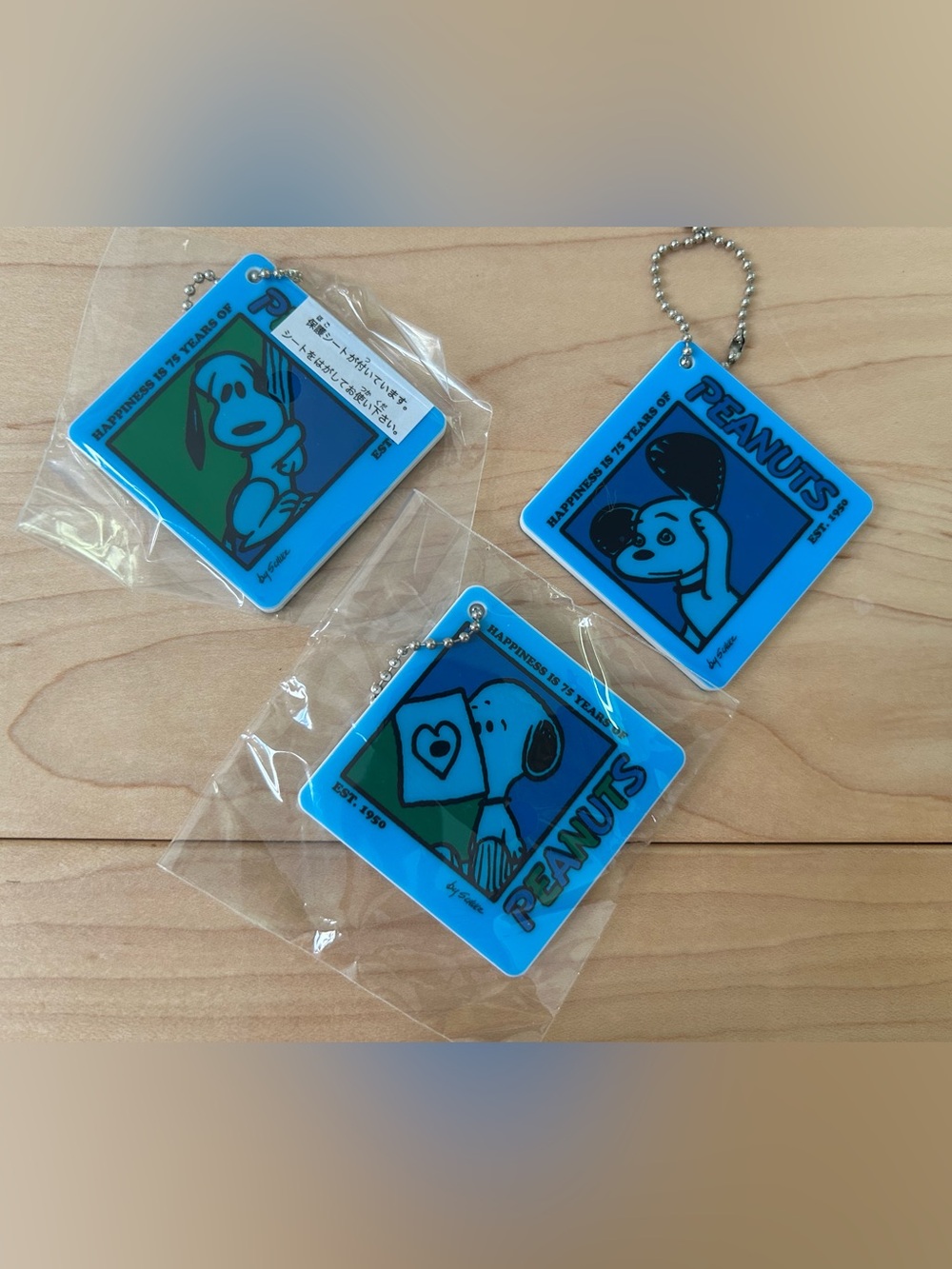 NIP New Snoopy 75th Anniversary Collectible 3 pc lot bundle keychains bag charms